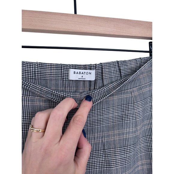 Aritzia Babaton Conan Pants Cropped GlenCheck High Rise Pull On Plaid - Picture 6 of 10